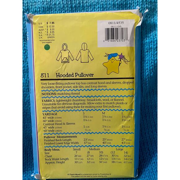 Butterick Sewing pattern 811 Childrens jacket windbreaker sz S M L - Picture 2 of 5